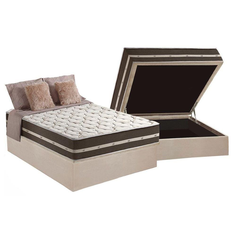 Conjunto Box Baú Casal: Colchão Molas Anjos Superlastic Classic + Base CRC Suede Clean(138x188)