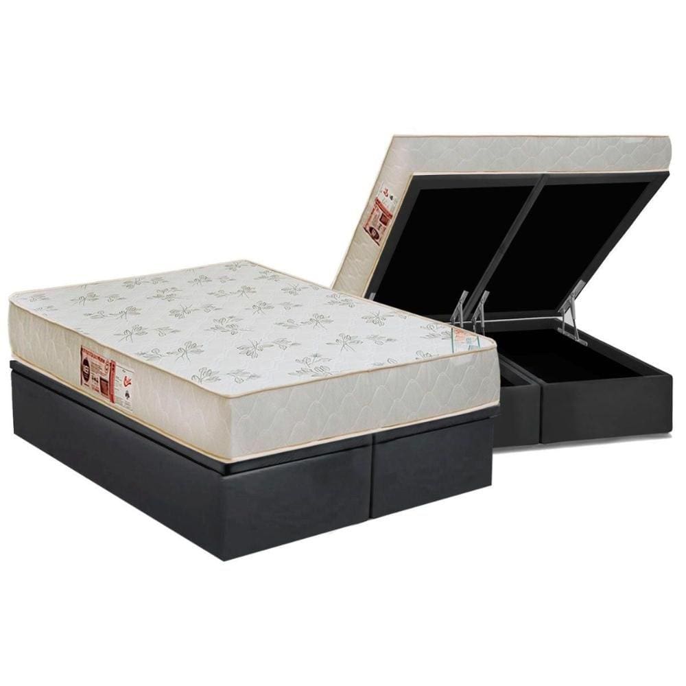 Conjunto Box Baú King: Colchão Espuma Castor D33 Sleep Max Relax + Base CRC Suede Gray(193x203)
