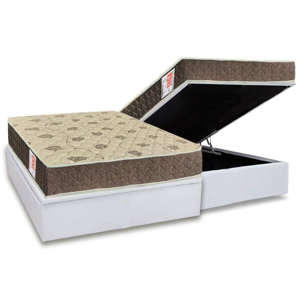 Conjunto Box Baú Casal: Colchão Espuma Orthoflex D33 Comfortpedic Line + Base CRC Courano White(138x188)