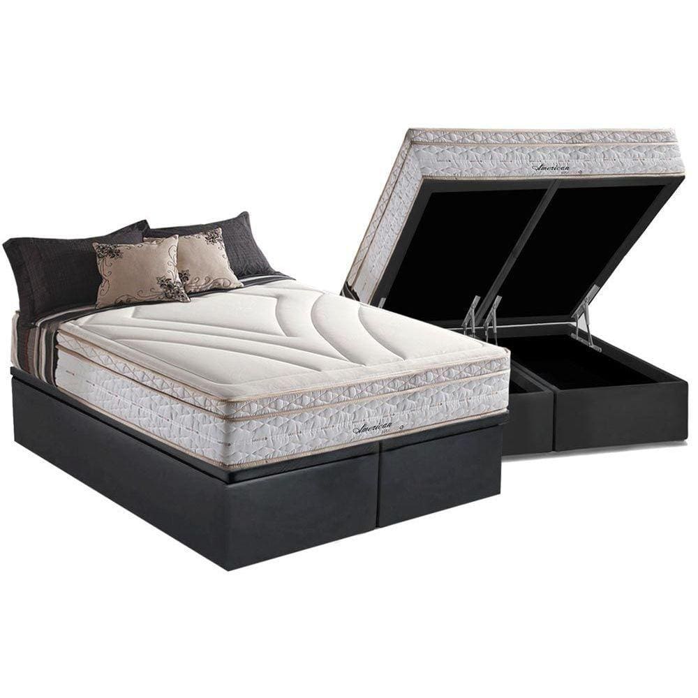 Conjunto Box Baú King: Colchão Molas Herval Maxspring American + Base CRC Suede Gray(193x203)