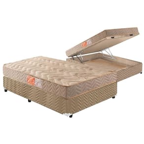 Conjunto Box Baú Casal: Colchão Espuma Paropas D33 Pasquale + Base CRC Rústico Clean(138x188)