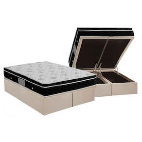 Conjunto Box Baú Queen: Colchão Molas Ortobom Nanolastic Physical + Base CRC Suede Clean(158x198)