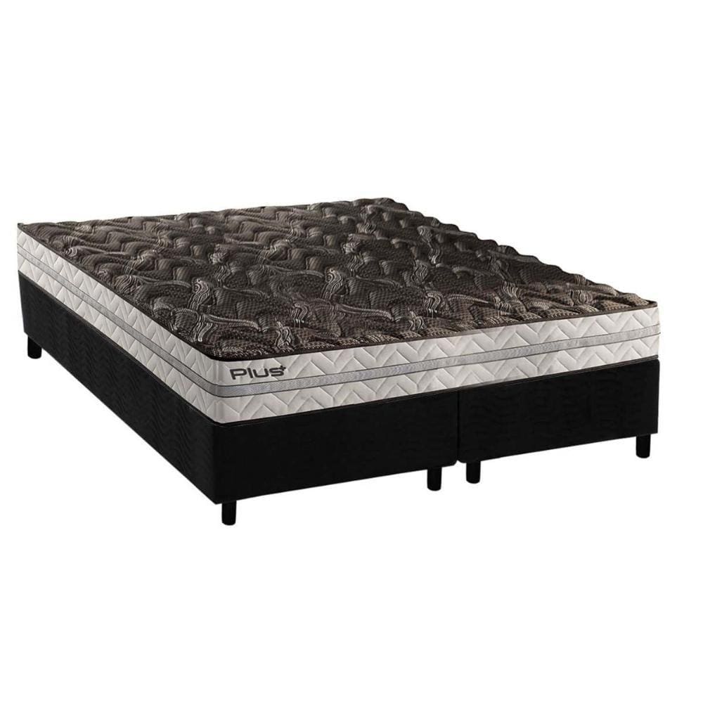 Conjunto Box Baú Queen: Colchão Espuma Paropas D33 Pasquale Plus Euro Pillow + Base CRC Suede Grey(158x198)