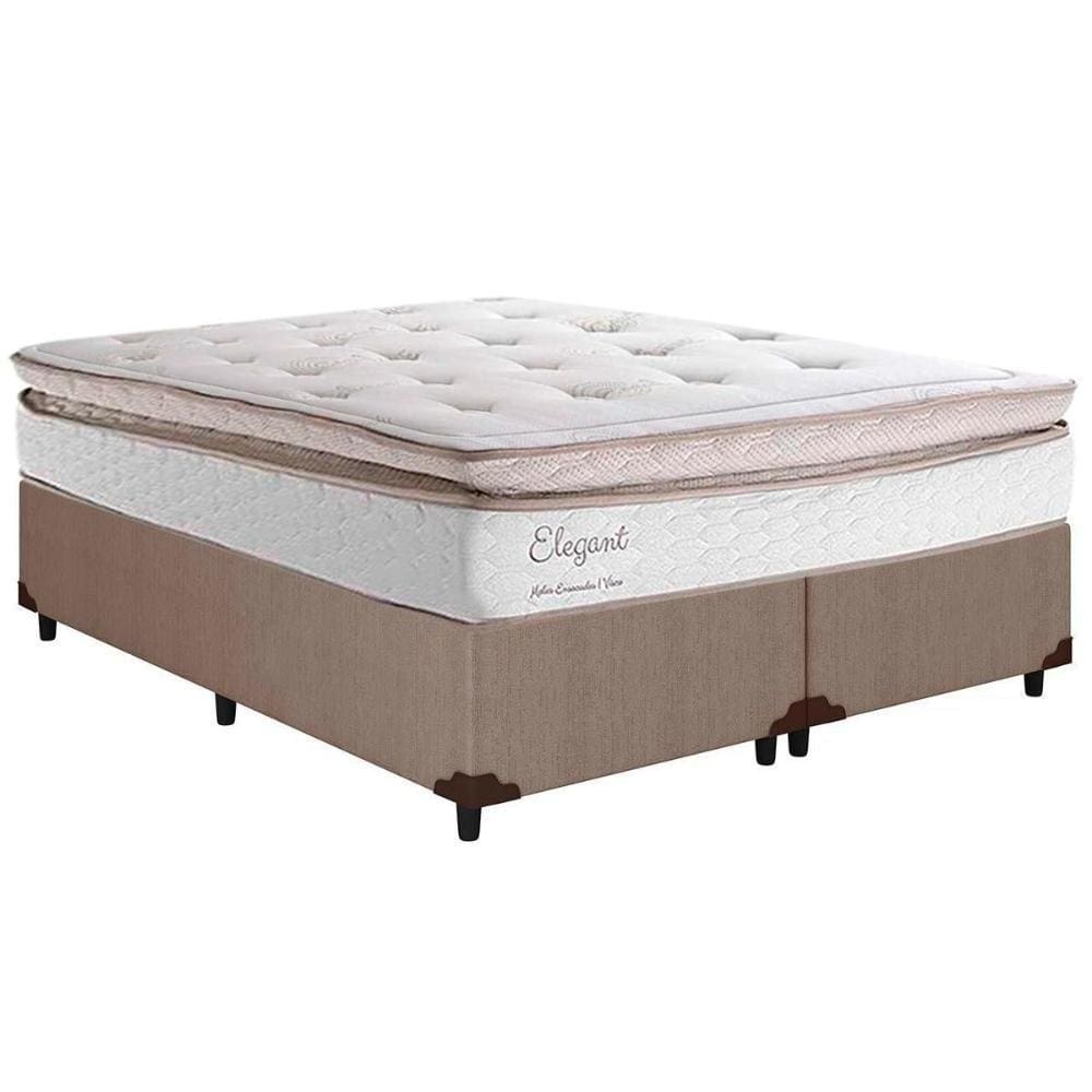Conjunto Box Queen: Colchão Molas Herval MasterPocket Ensacadas Elegant + Base CRC Courano Clean(158x198)