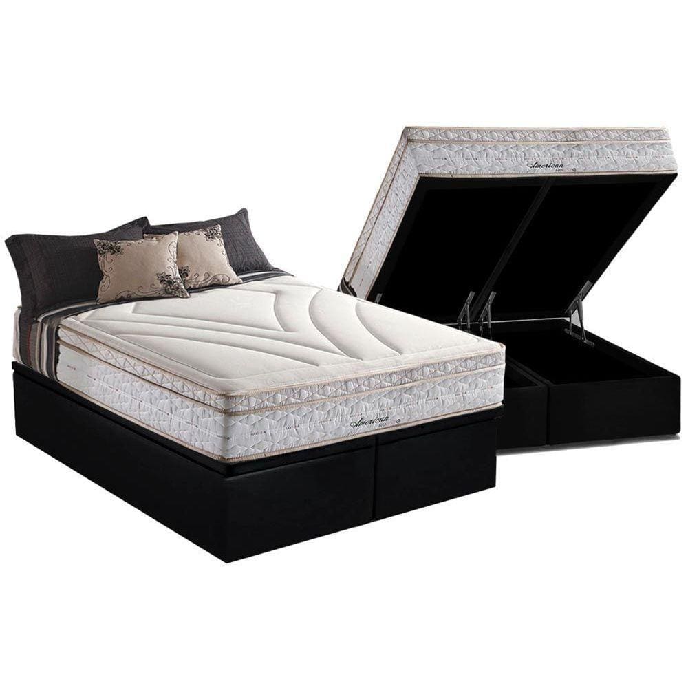 Conjunto Box Baú Queen: Colchão Molas Herval Maxspring American + Base CRC Suede Black(158x198)