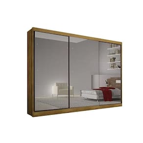 Guarda Roupa Casal 3 Portas de Correr e 6 Gavetas c/ Espelho Passion Plus Freijo Cumaru - Novo Horizonte