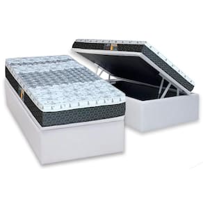 Conjunto Box Baú Solteiro: Colchão Molas Castor Bonnel System Class One Face + Base CRC Courano White(88x188)