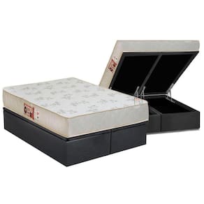 Conjunto Box Baú Queen: Colchão Espuma Castor D33 Sleep Max Relax + Base CRC Suede Gray(158x198)