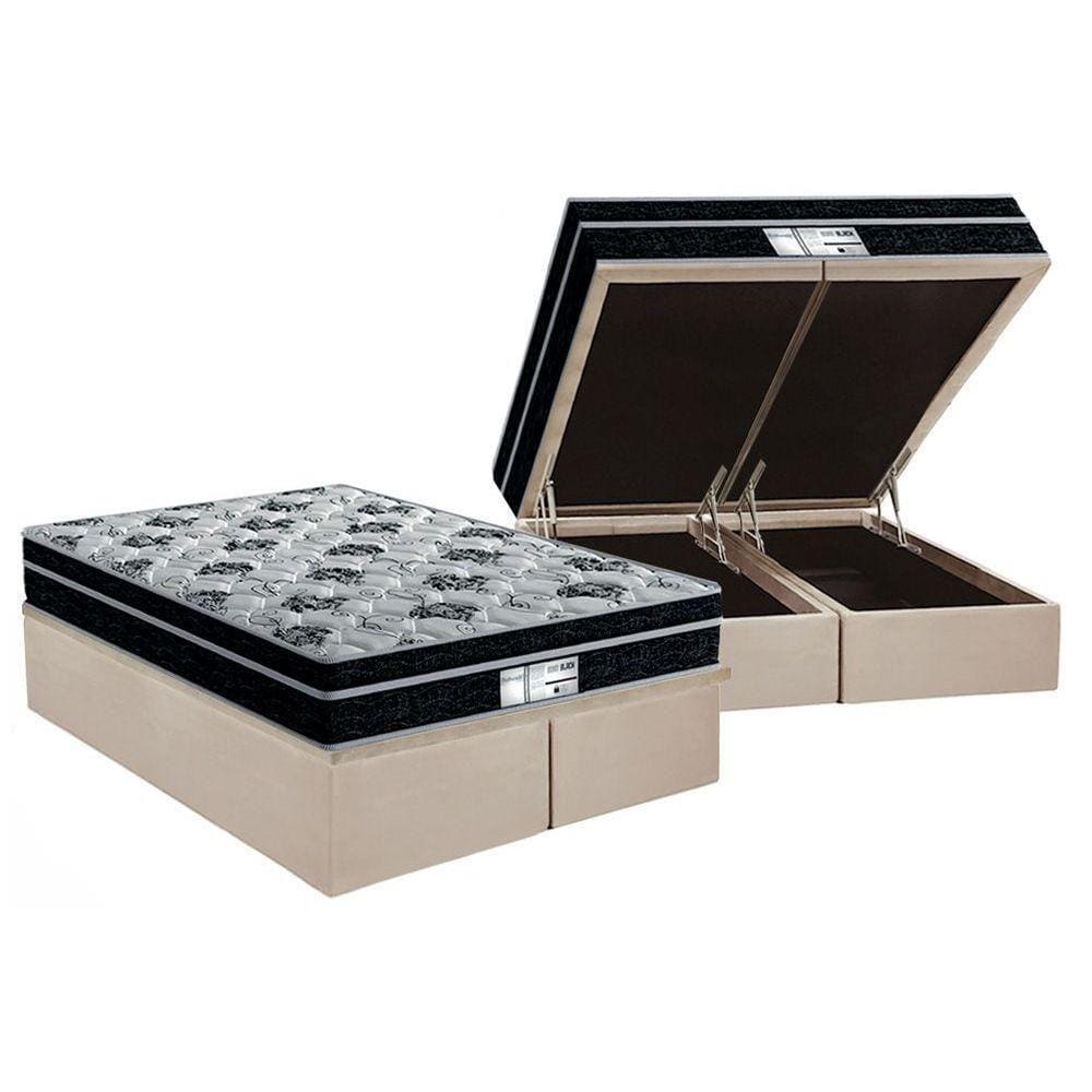 Conjunto Box Baú Queen: Colchão Molas Probel Prolastic ProDormir Born + Base CRC Suede Clean(158x198)