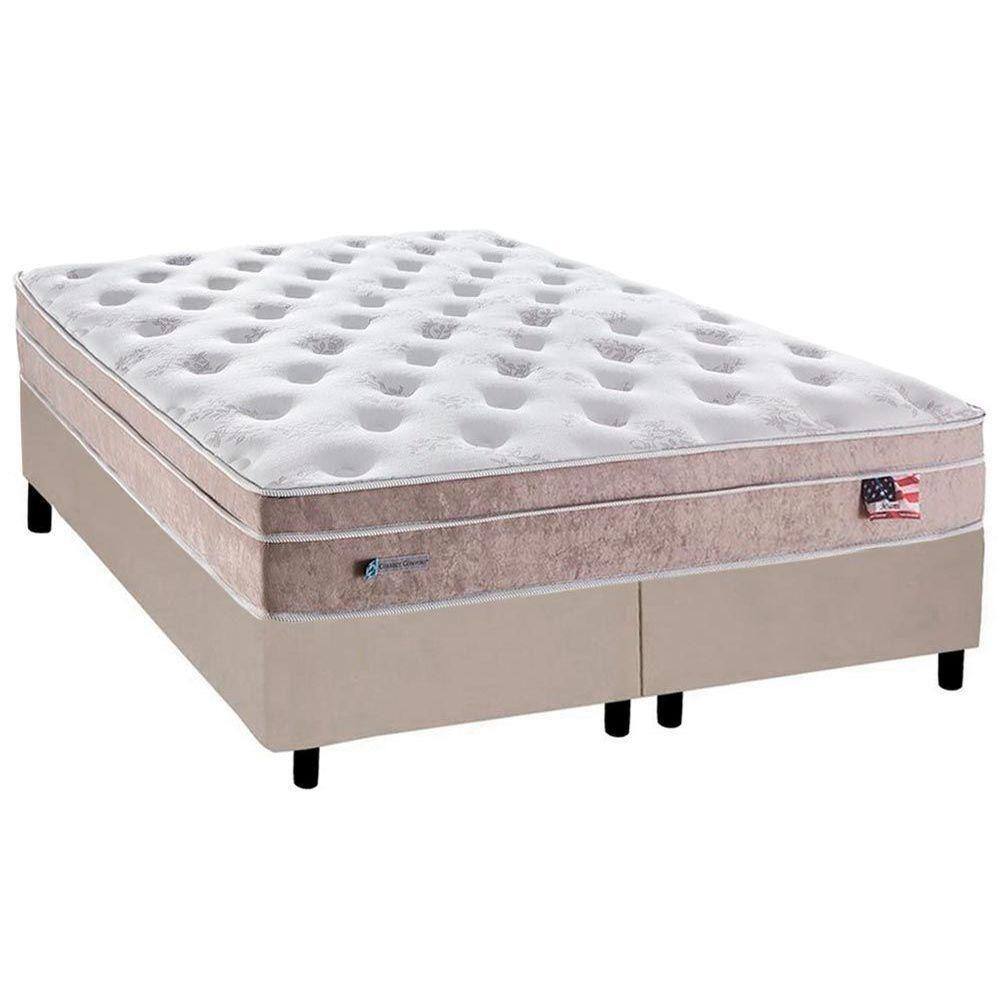 Conjunto Box Queen: Colchão Molas Plumatex MasterPocket Ensacadas Miami + Base CRC Suede Clean(158x198)