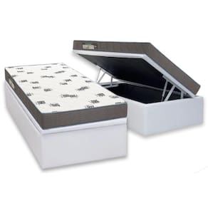 Conjunto Box Baú Solteiro: Colchão Espuma Ortobom D33 Light Saúde + Base CRC Courano White(88x188)