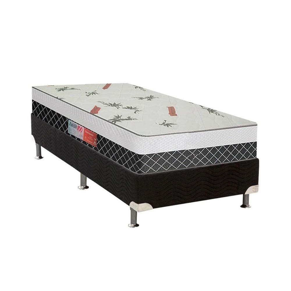 Conjunto Box Solteiro: Colchão Anatômico Plumatex D28 Falcon Ultra Firme + Base CRC Suede Black(88x188)
