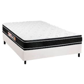 Conjunto Box Casal: Colchão Espuma Castor D33 Black e White + Base CRC Courano White(138x188)