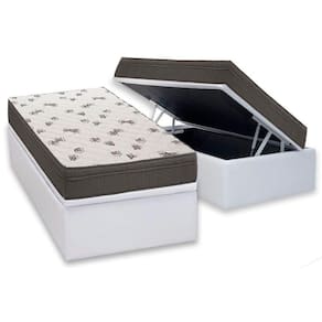 Conjunto Box Baú Solteiro: Colchão Espuma Ortobom D45 Light + Base CRC Courano White(88x188)