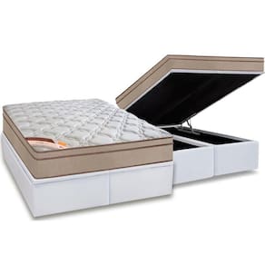 Conjunto Box Baú Queen: Colchão Molas Castor Bonnel Revolution + Base CRC Courano White(158x198)
