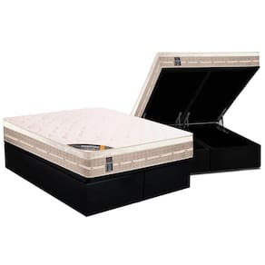 Conjunto Box Baú Queen: Colchão Molas Castor Bonnel Premium Tecnopedic + Base CRC Suede Black(158x198)