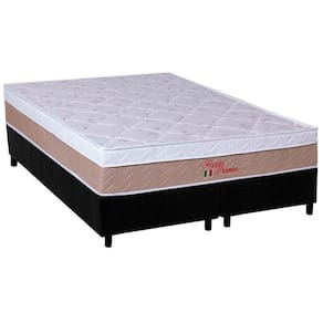 Cama Box Queen: Colchão Ortopédico Orthoflex Foggia Premier + Base CRC Suede Black(158x198)