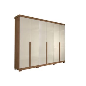 Guarda Roupa Casal 6 Portas e 6 Gavetas c/ Pés Guarapari Avelã/Off White - Panan