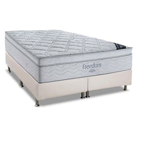 Cama Box Queen: Colchão Molas Ensacadas Ortobom SuperPocket Freedom + Base CRC Courano White(158x198)