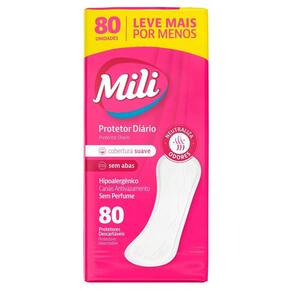 Protetor Diário Mili Suave com 80 Unidades