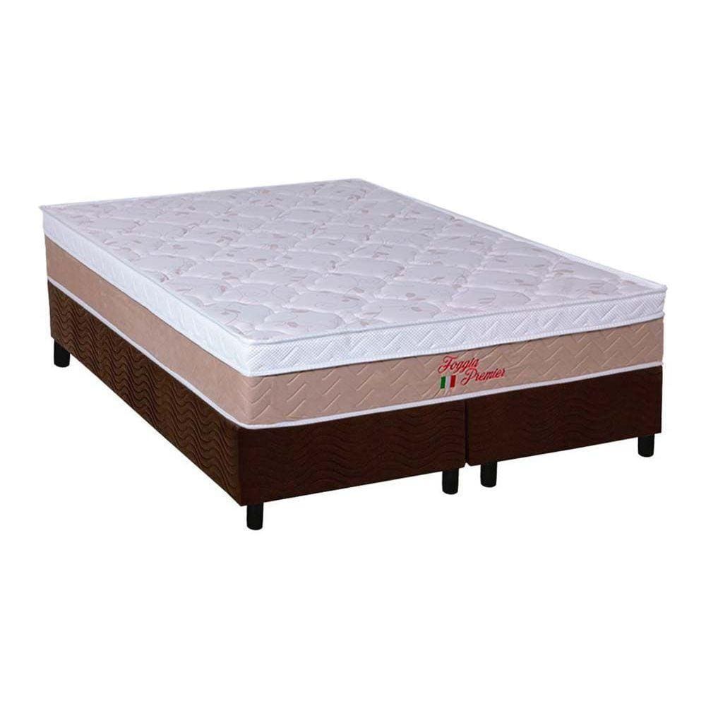 Cama Box Queen: Colchão Ortopédico Orthoflex Foggia Premier + Base CRC Suede Brown(158x198)