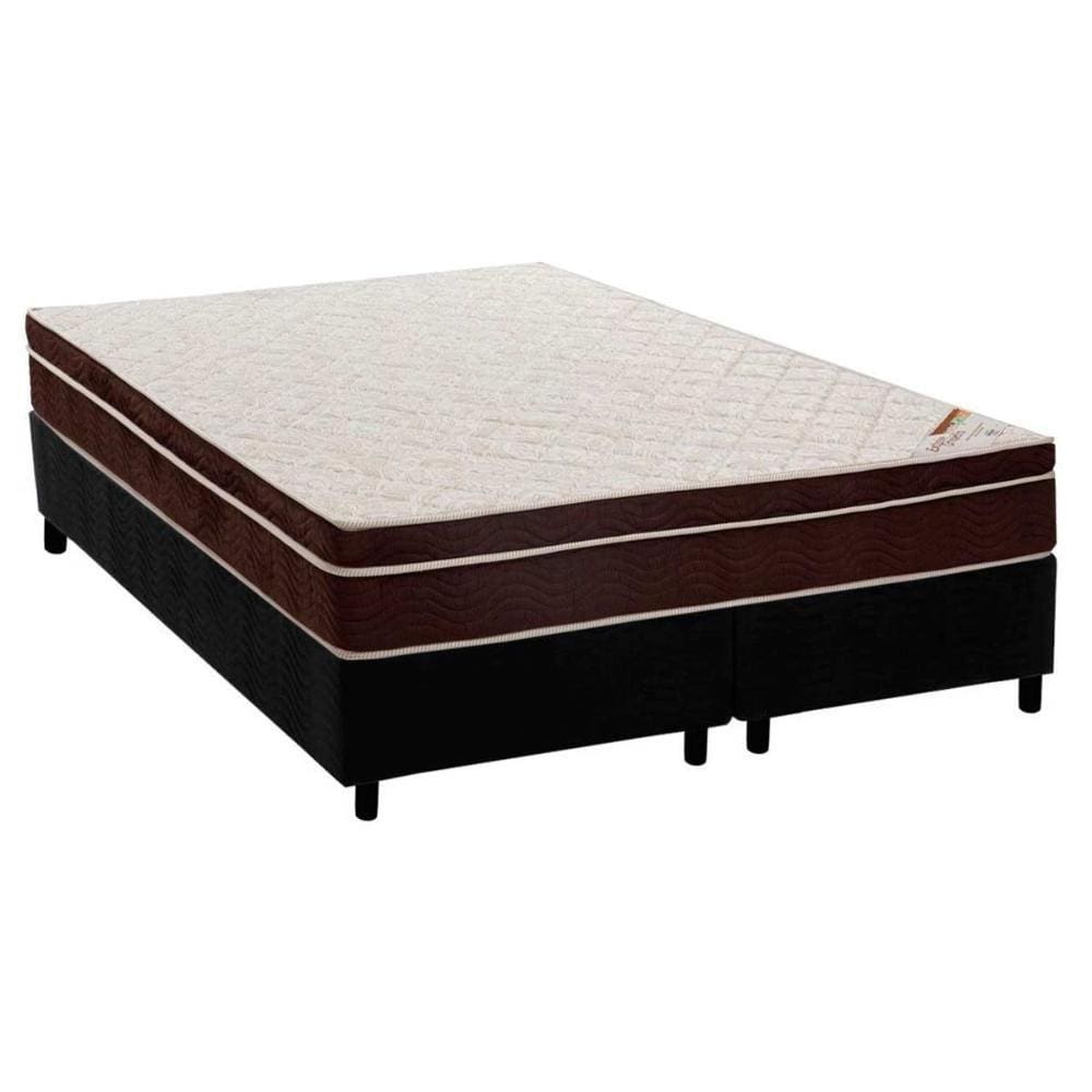 Cama Box Queen: Colchão Ortopédico Ortobom Exclusive OrtoPillow + Base CRC Suede Black(158x198)