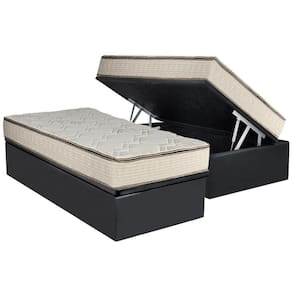 Conjunto Box Baú Solteiro: Colchão Molas Luckspuma Bonnel Montreal Spring + Base CRC Suede Gray(88x188)