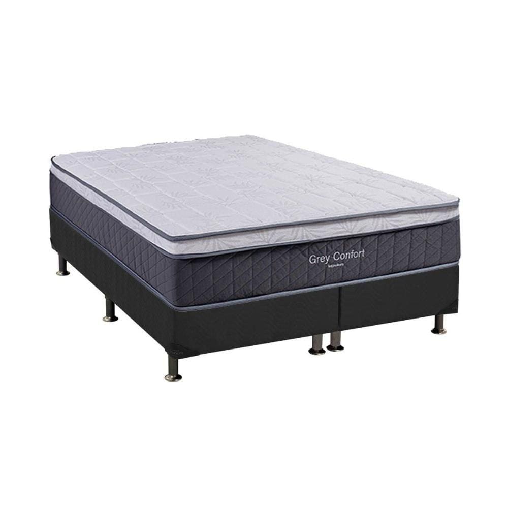 Cama Box Queen: Colchão Molas Ensacadas Kappesberg MasterPocket Confort + Base CRC Suede Gray(158x198)