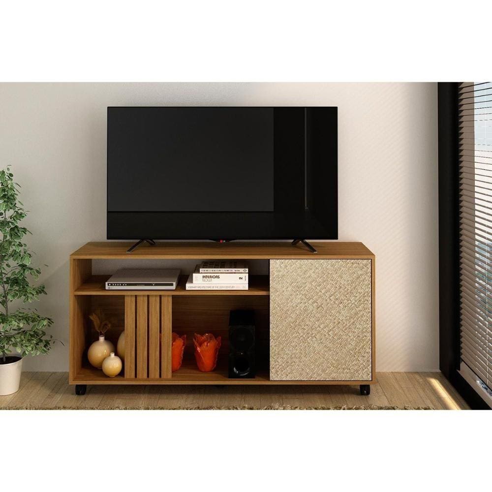 Rack para TV R1481 1 Porta até 42 Polegadas Natural/Palha - Tecno Mobili