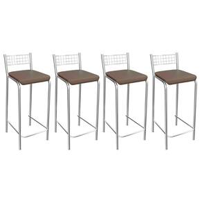 Kit 4 Banqueta de Cozinha Gênova 1B705CR 4 Un Cromado/Courano Marrom - Kappesberg