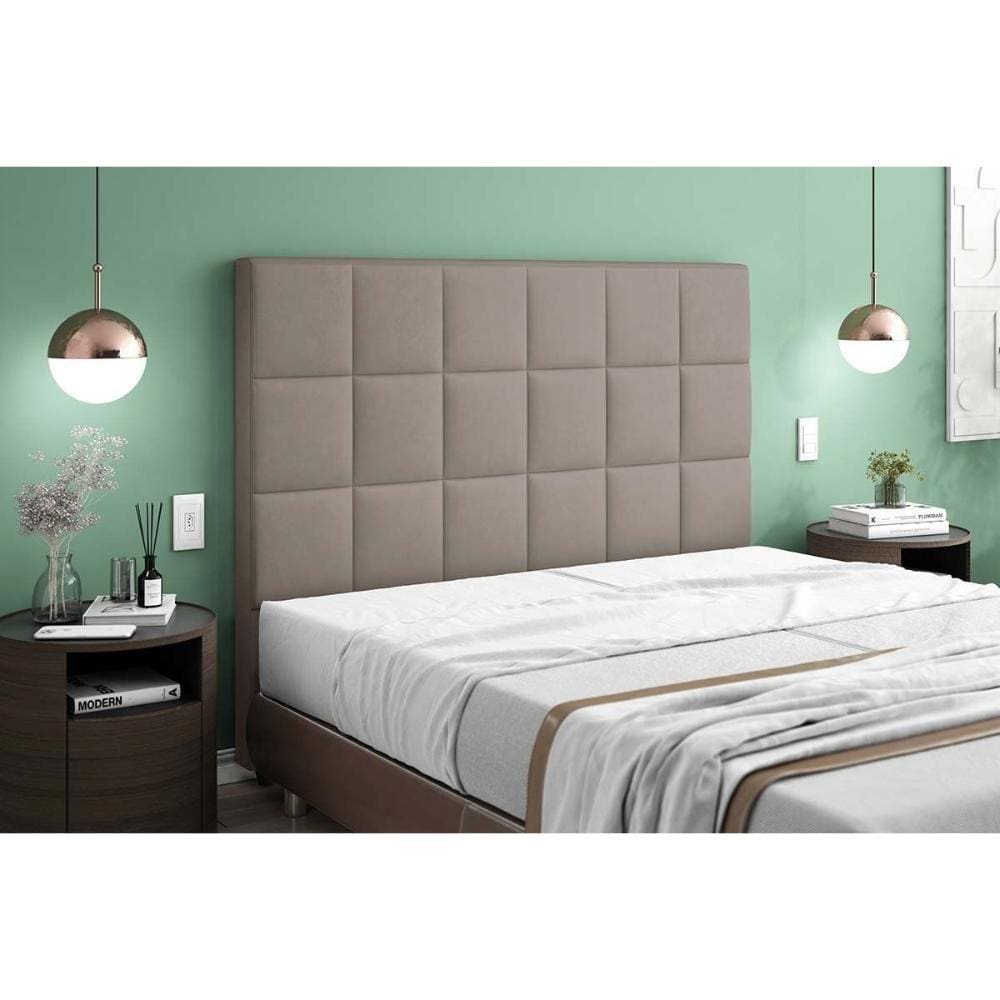 Painel de Cama Box Estofada Casal Nairobi Plus Camurca - Simbal