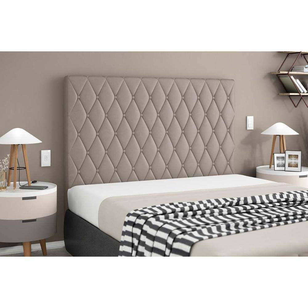 Painel de Cama Box Estofada Casal Camponesa Plus Camurca - Simbal