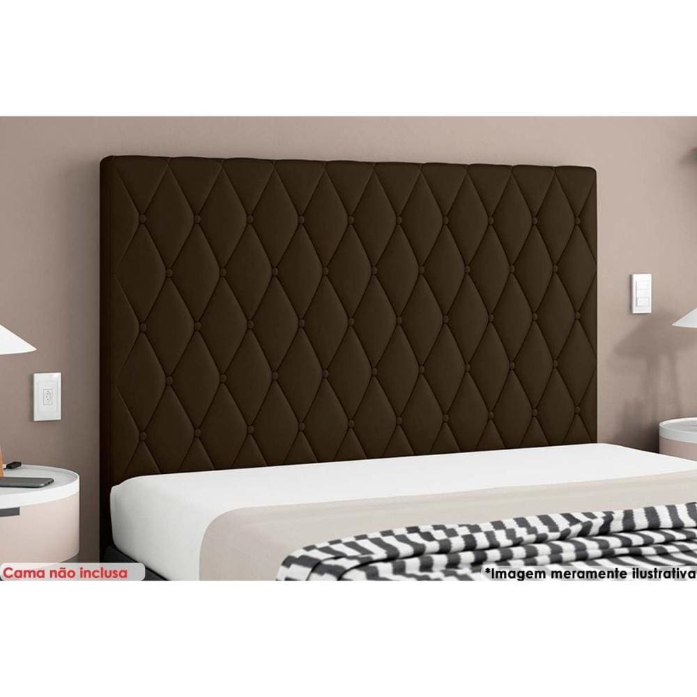 Painel de Cama Box Estofada Queen Camponesa Plus Veludo Cacau - Simbal