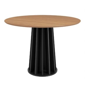Mesa de Jantar Redonda 105cm em MDF Freijó Preto Fosco Dalla Costa