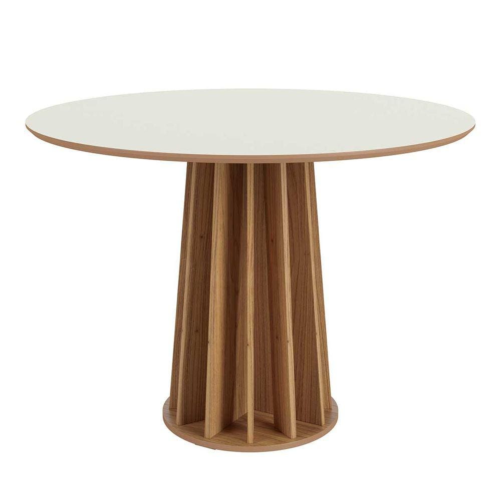 Mesa de Jantar Redonda 105cm em MDF Freijó Off White Dalla Costa