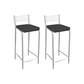 Kit 2 Banqueta de Cozinha Gênova 1B705CR 2 Un Cromado/Courano Preto - Kappesberg