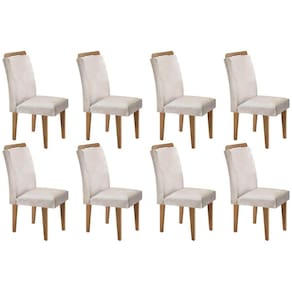 Conjunto: Mesa Sala Jantar Athenas Kit 8 Un Imbuia/Veludo Creme - Rufato