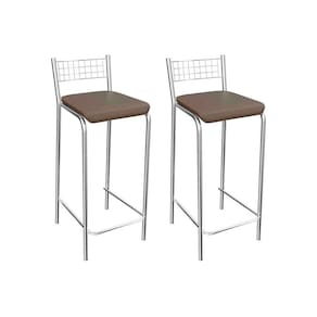 Banqueta de Cozinha Gênova 1B705CR 2 Un Cromado/Courano Marrom - Kappesberg