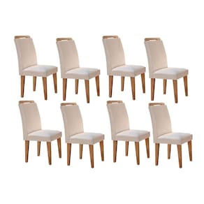 Conjunto: Mesa Sala Jantar Athenas Kit 8 Un Capuccino/Veludo Creme - Rufato