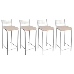 Kit 4 Banqueta de Cozinha Gênova 1B705CR 4 Un Cromado/Courano Nude - Kappesberg