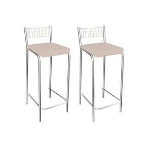 Kit 2 Banquetas Sala Jantar Gênova 1B705CR 2 Un Cromado/Courano Nude - Kappesberg