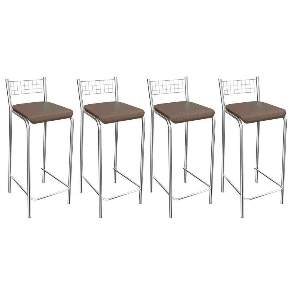 Banqueta de Cozinha Gênova 1B705CR 4 Un Cromado/Courano Marrom - Kappesberg