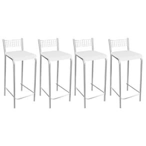 Kit 4 Banqueta de Cozinha Gênova 1B705CR 4 Un Cromado/Courano Branco - Kappesberg