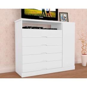 Cômoda de Quarto Portugal c/5 Gavetas 1 Nicho e 1 Porta Branco - Europa