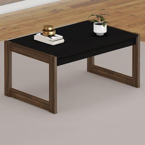 Mesa de Centro Retangular em Mdp Az1014 Preto/Nogal