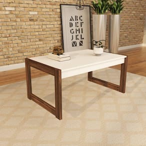 Mesa de Centro Retangular em Mdp Az1014 Nogal/Branco