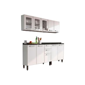 Kit de Cozinha Modulada 4 Peças Gourmet (2 Armários + 2 Balcões) C4P71 Branco - Bertolini