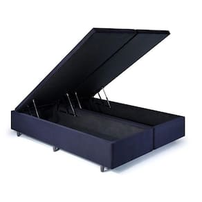 Base Box Baú King 193x203x42cm em Suede com Pistão a Gás Preto