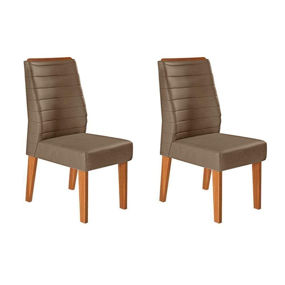 Kit 2 Cadeiras Sala Jantar Ondina  2 Un Carvalho Nobre/Veludo Pecan - DJ Móveis