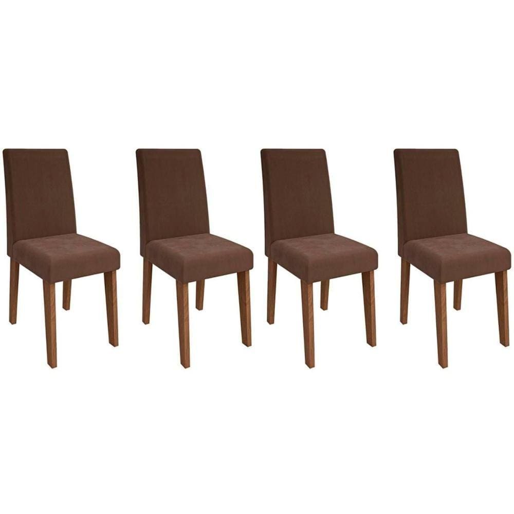 Kit 4 Cadeiras Sala Jantar Milena  4 Un Savana/Suede Chocolate - Cimol
